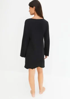 bonprix Chemise de nuit en coton avec dentelle|Femme Lingerie Nuit