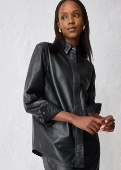 Femme bonprix Premium|Chemisiers|Chemise en cuir d’agneau nappa