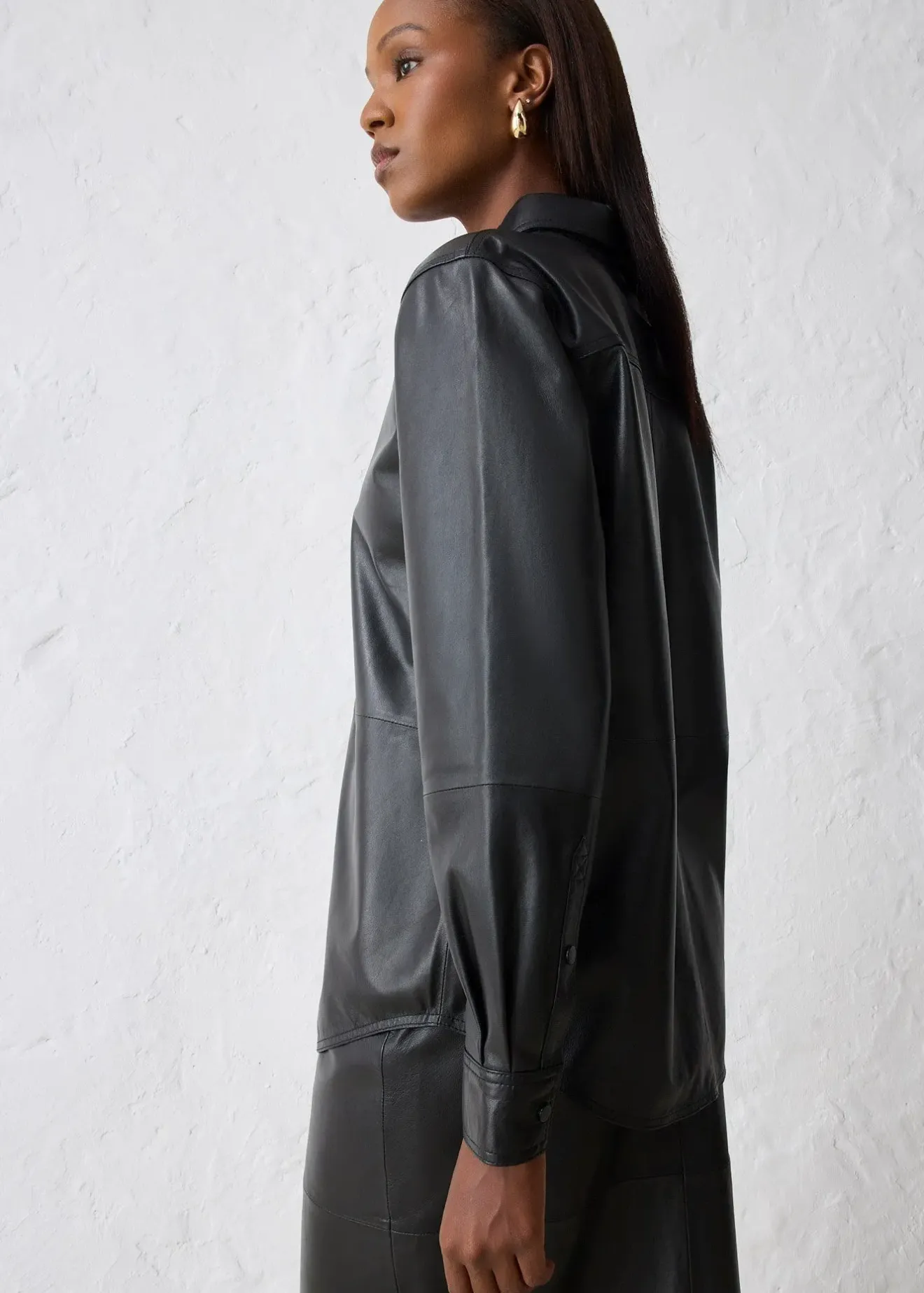 Femme bonprix Premium|Chemisiers|Chemise en cuir d’agneau nappa