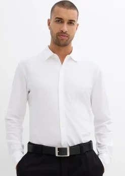 Homme bonprix Chemises|Chemise en piqué de coton ultra-extensible, slim