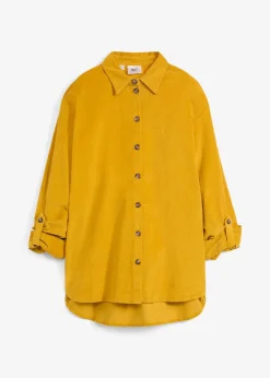 bonprix Chemise en velours côtelé avec fentes sur le côté|Femme Chemisiers