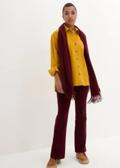 bonprix Chemise en velours côtelé avec fentes sur le côté|Femme Chemisiers