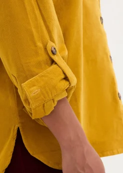 bonprix Chemise en velours côtelé avec fentes sur le côté|Femme Chemisiers