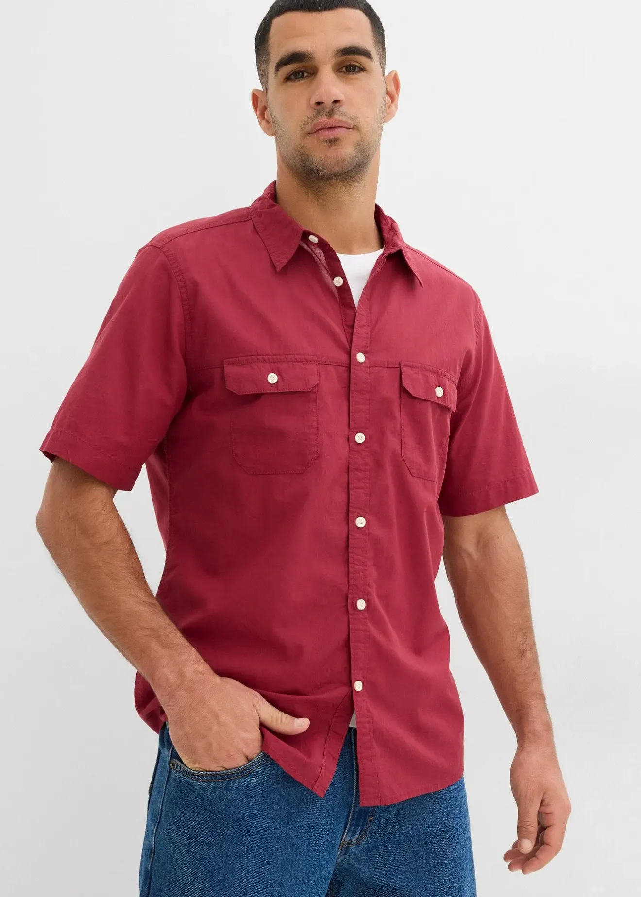 Homme bonprix Chemises|Chemise manches courtes 100% coton
