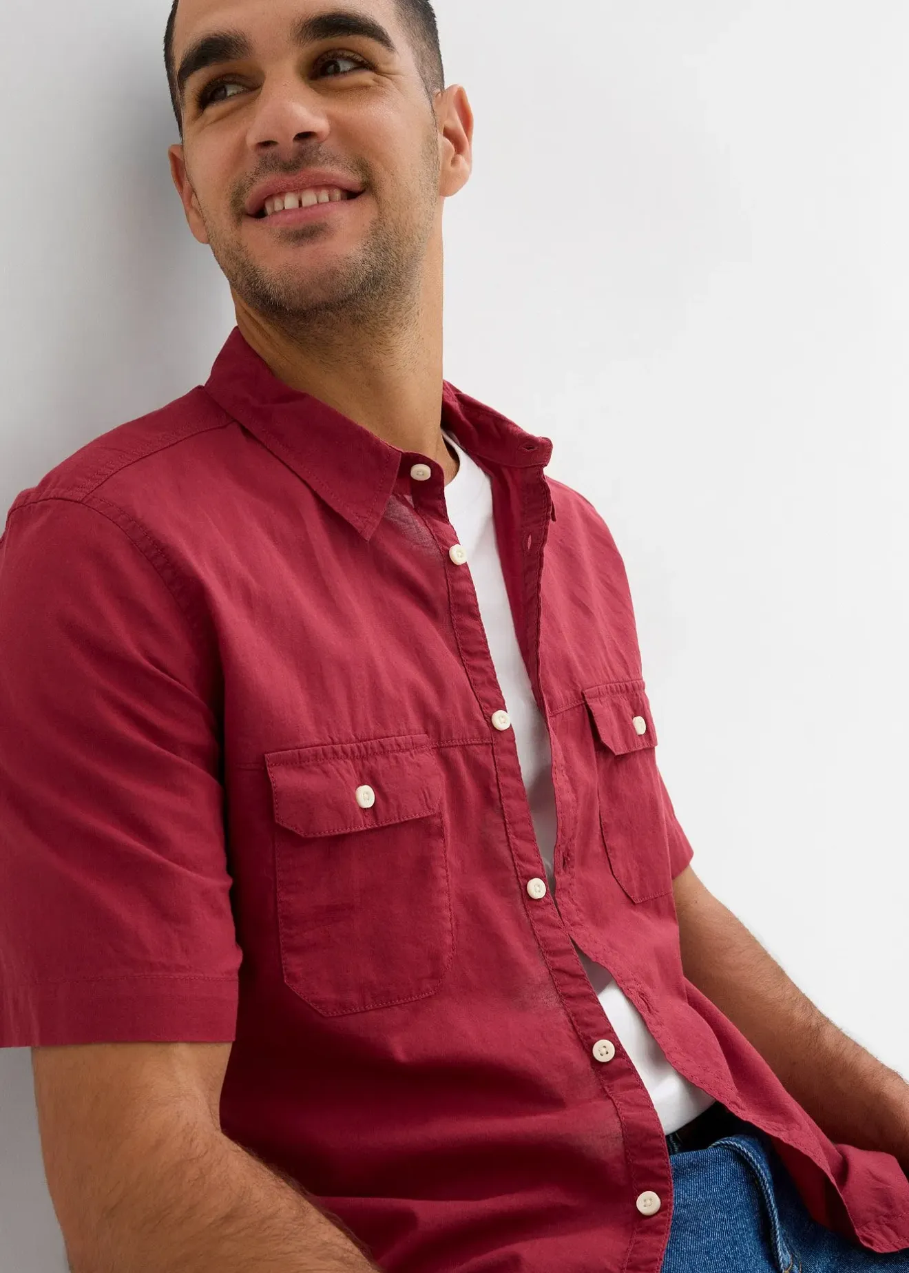 Homme bonprix Chemises|Chemise manches courtes 100% coton