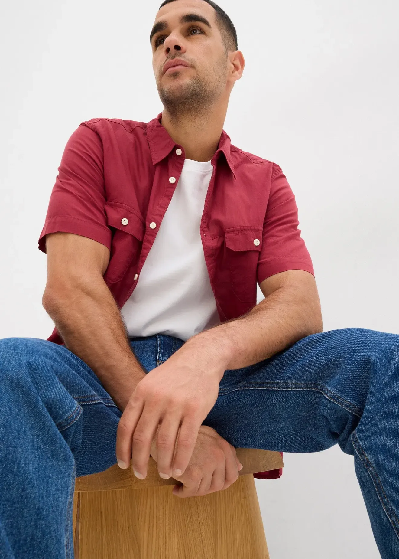 Homme bonprix Chemises|Chemise manches courtes 100% coton