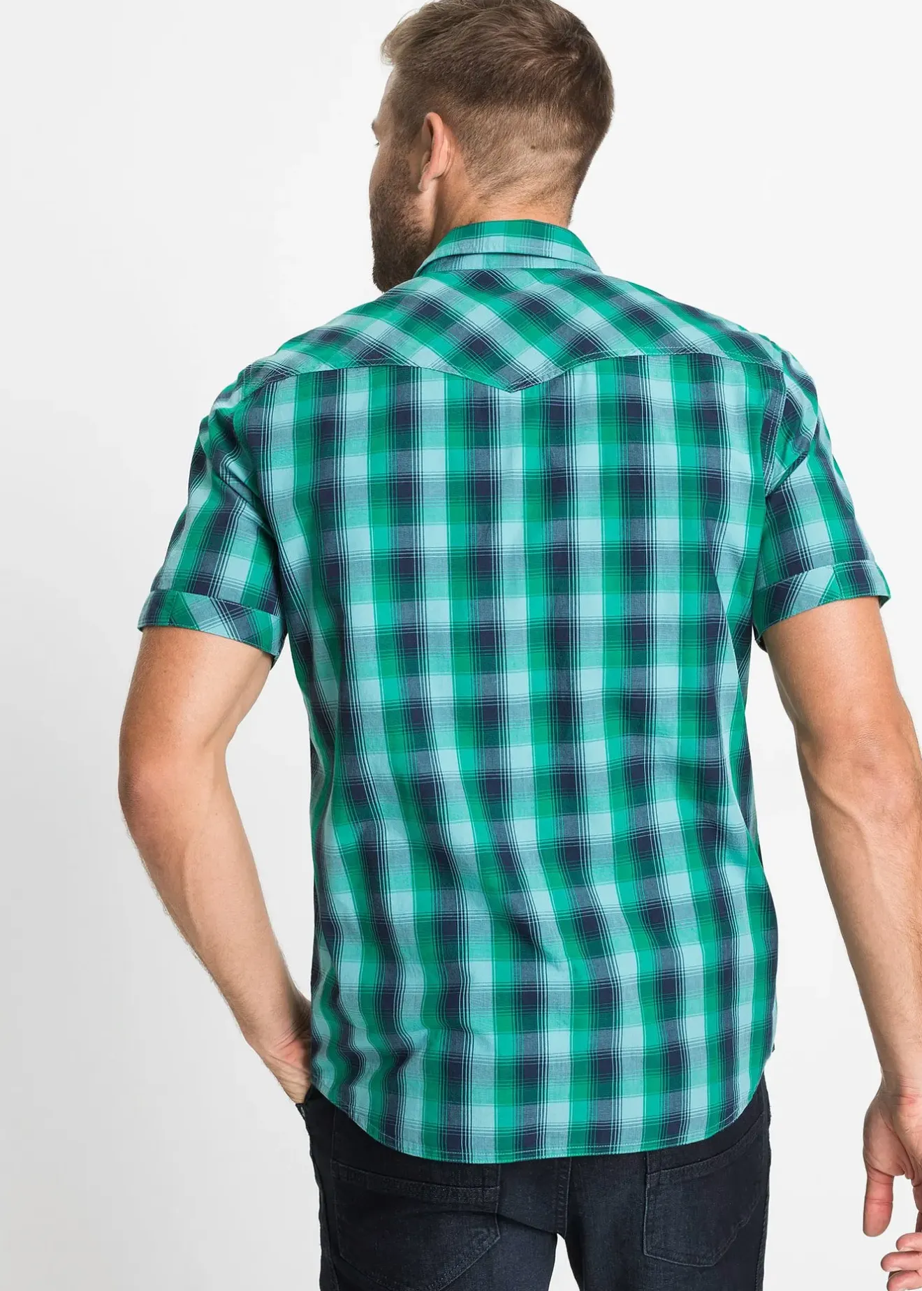 Homme bonprix Chemises|Chemise manches courtes à poches plaquées