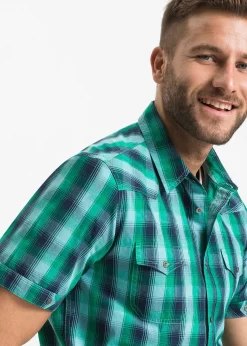 Homme bonprix Chemises|Chemise manches courtes à poches plaquées