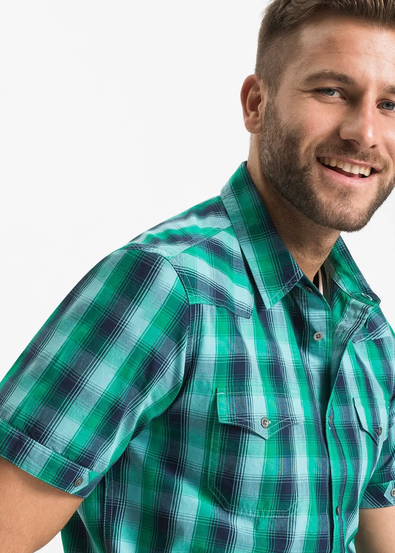 Homme bonprix Chemises|Chemise manches courtes à poches plaquées