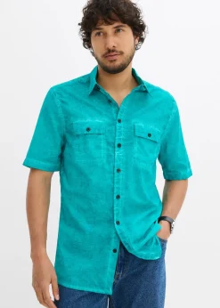 bonprix Chemise manches courtes aspect délavé|Homme Chemises