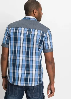 bonprix Chemise manches courtes avec empiècements denim|Homme Chemises