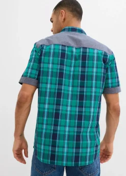 Homme bonprix Chemises|Chemise manches courtes avec empiècements denim