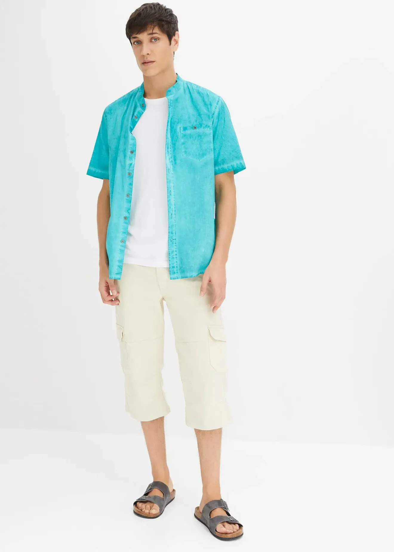 bonprix Chemise manches courtes aspect délavé|Homme Chemises