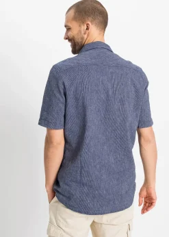 Homme bonprix Chemises|Chemise manches courtes en lin mélangé