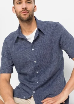 Homme bonprix Chemises|Chemise manches courtes en lin mélangé