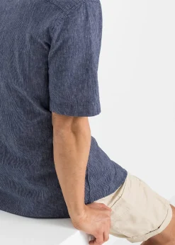 Homme bonprix Chemises|Chemise manches courtes en lin mélangé