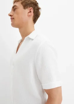 Homme bonprix Chemises|Chemise manches courtes en mousseline