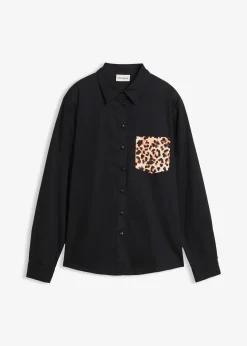 bonprix Chemise oversize avec poche poitrine contrastante|Femme Chemisiers