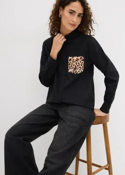 bonprix Chemise oversize avec poche poitrine contrastante|Femme Chemisiers