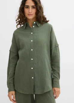 bonprix Chemise oversize en gaze de coton aérienne|Femme Deux Pièces & Ensembles|Chemisiers