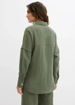 bonprix Chemise oversize en gaze de coton aérienne|Femme Deux Pièces & Ensembles|Chemisiers