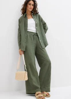 bonprix Chemise oversize en gaze de coton aérienne|Femme Deux Pièces & Ensembles|Chemisiers