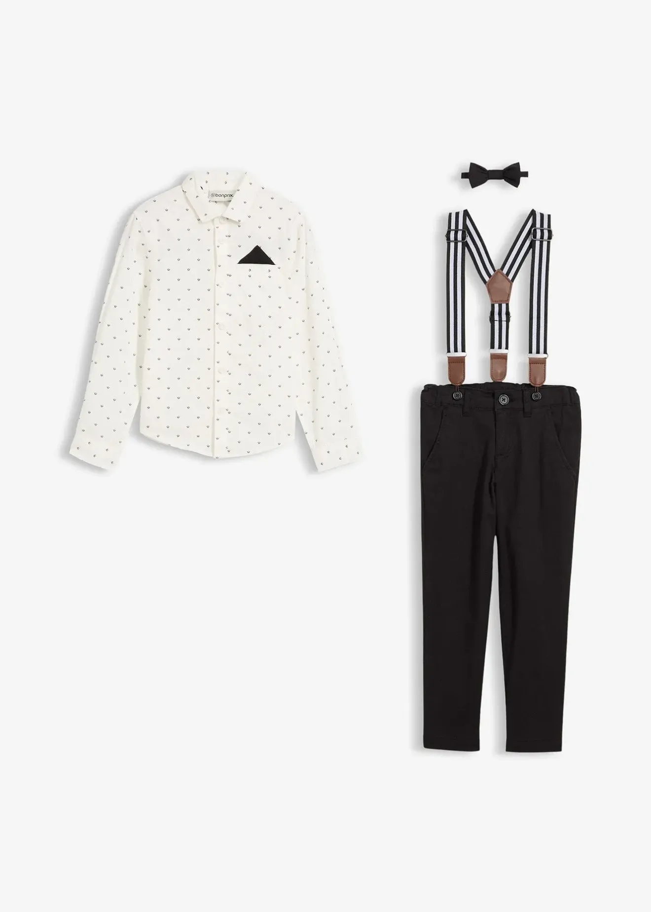 Enfant bonprix Vêtements Enfant|Garçons 2-8 Ans·Costumes & Chemises|Chemise, pantalon avec bretelles, nœud papillon (ens. 4 pces)