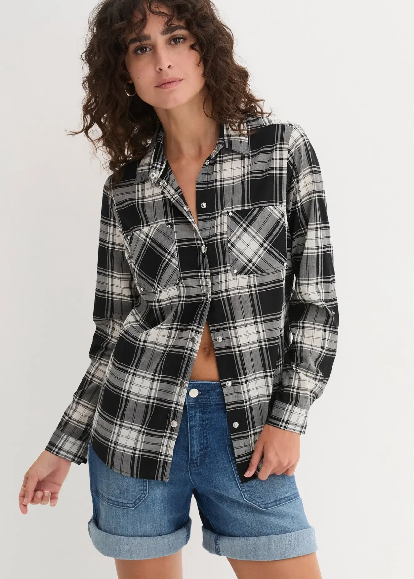 Femme bonprix Chemisiers|Chemisier à carreaux 100% coton