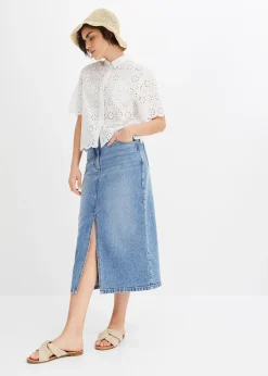 bonprix Chemisier à manches courtes, 100% coton|Femme Chemisiers