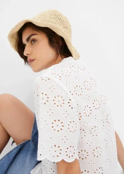 bonprix Chemisier à manches courtes, 100% coton|Femme Chemisiers