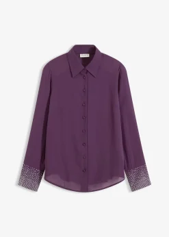Femme bonprix Chemisiers|Chemisier avec manchettes à strass