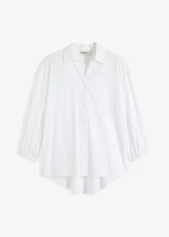 bonprix Chemisier court devant, long derrière, manches ballon|Femme Chemisiers