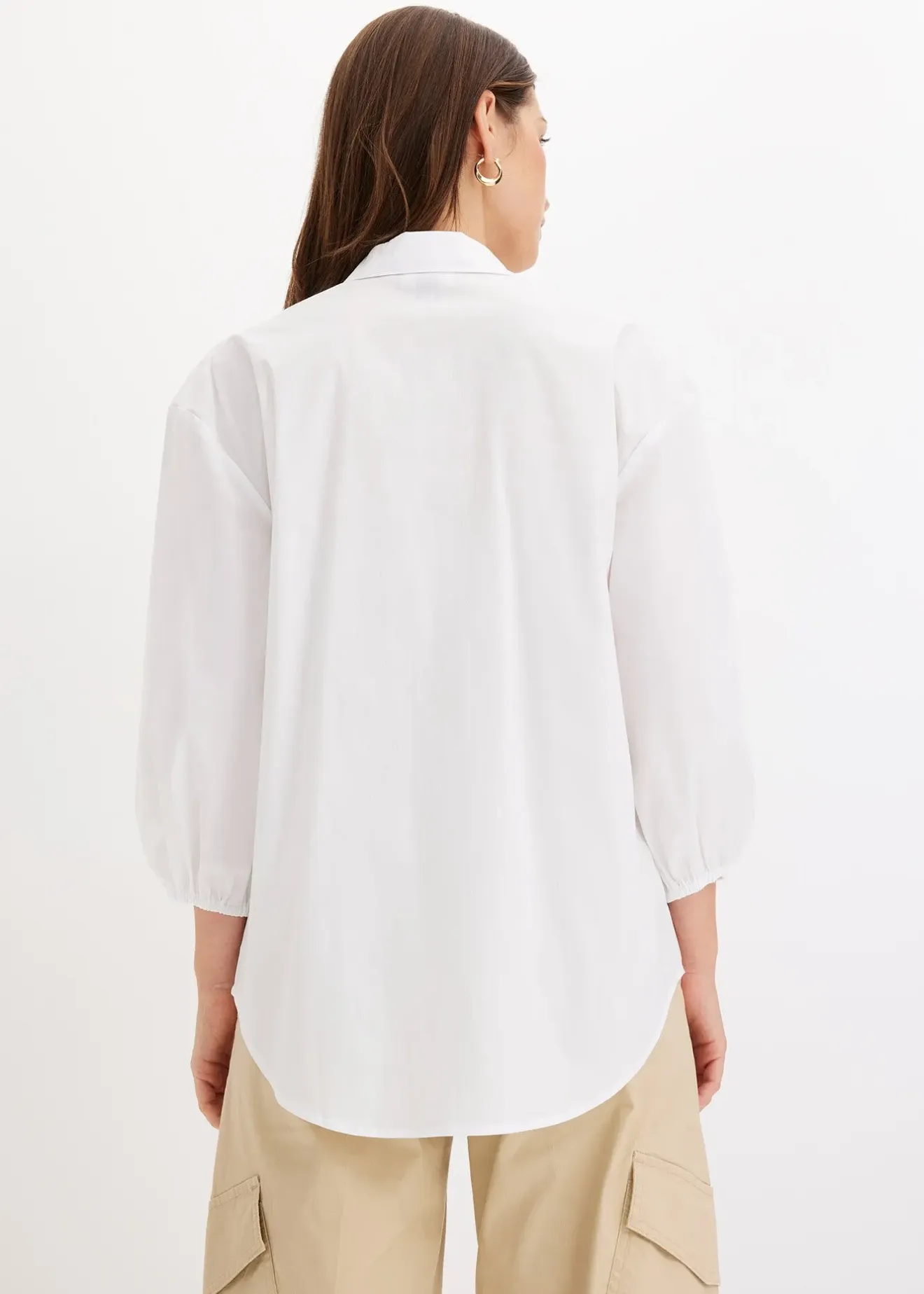 bonprix Chemisier court devant, long derrière, manches ballon|Femme Chemisiers