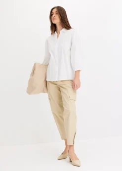 bonprix Chemisier court devant, long derrière, manches ballon|Femme Chemisiers