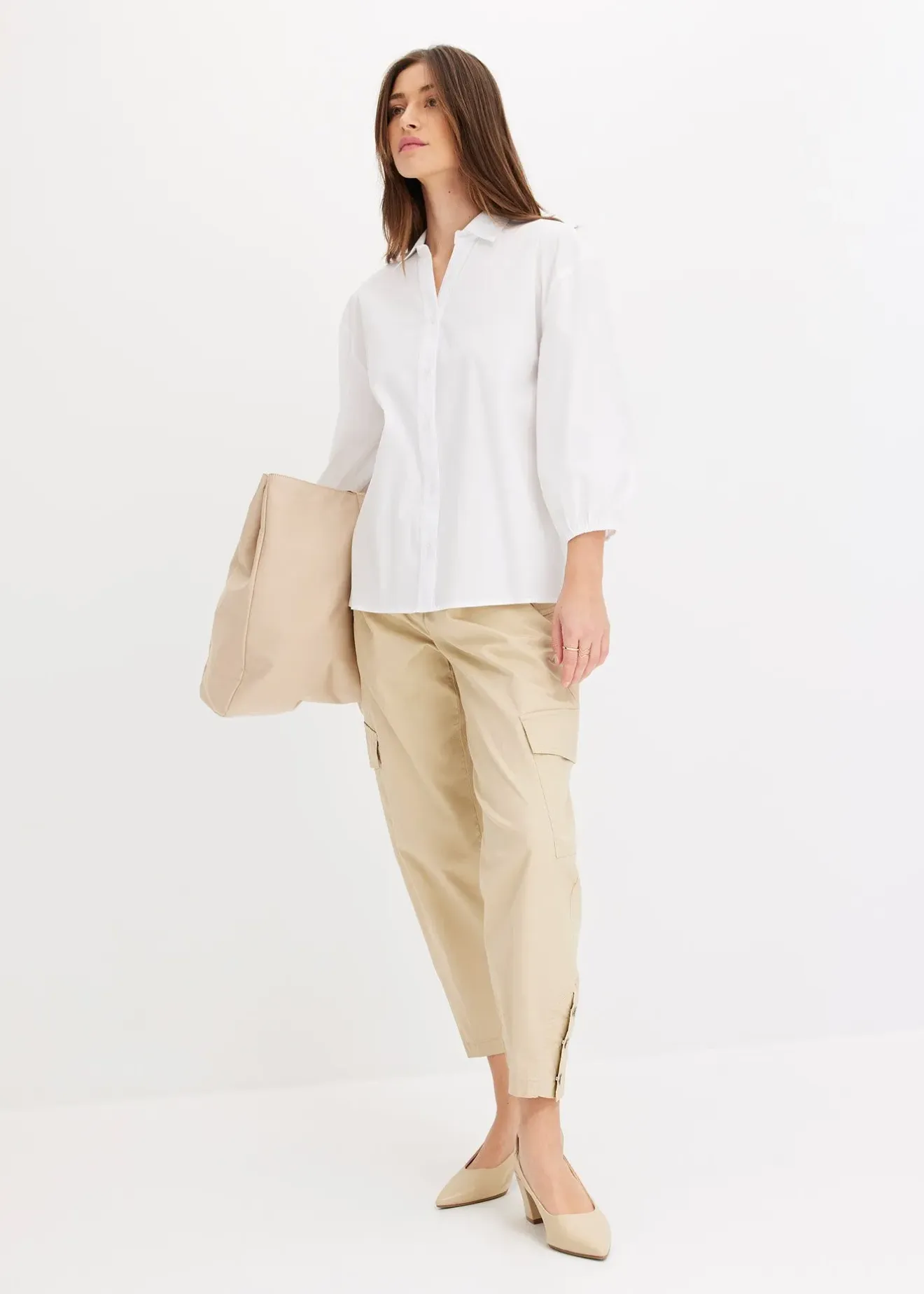 bonprix Chemisier court devant, long derrière, manches ballon|Femme Chemisiers