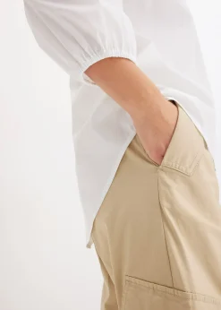 bonprix Chemisier court devant, long derrière, manches ballon|Femme Chemisiers