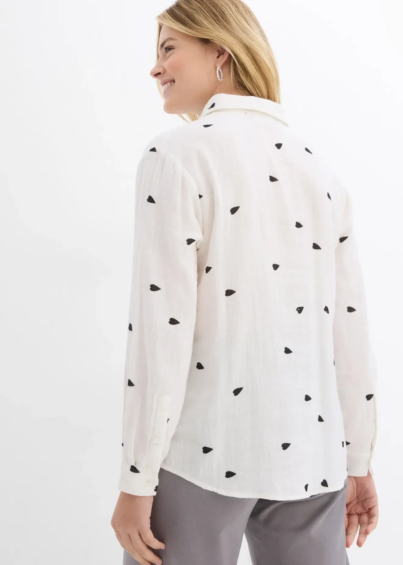 Femme bonprix Chemisiers|Chemisier en gaze de coton à motif cœurs