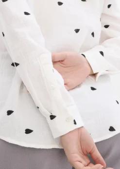 Femme bonprix Chemisiers|Chemisier en gaze de coton à motif cœurs