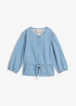 bonprix Chemisier en jean à manches bouffantes, coton|Femme Chemisiers