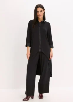 Femme bonprix Chemisiers|Chemisier en jersey à empiècements en satin