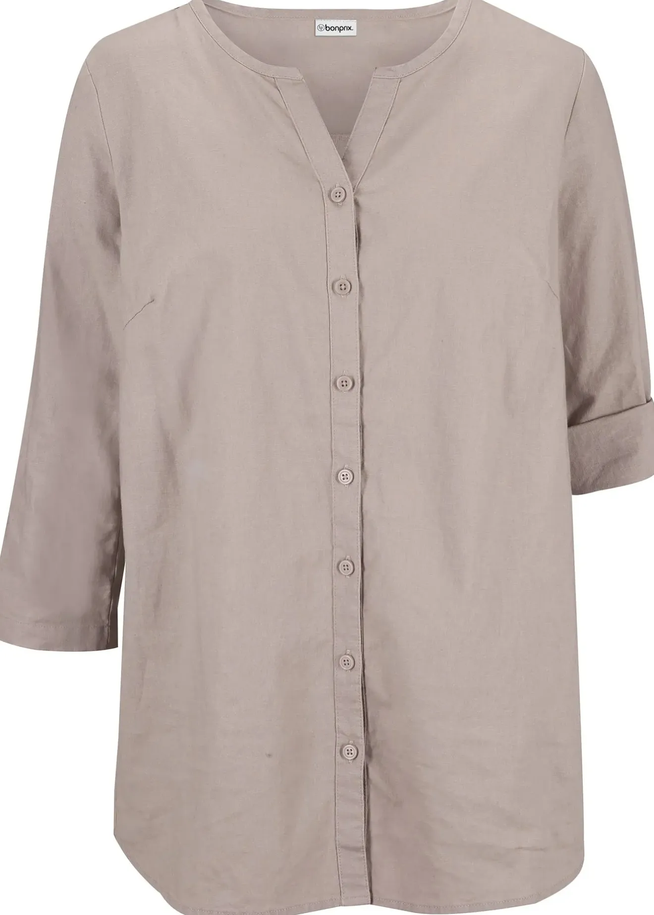 bonprix Chemisier en lin mélangé, manches 3/4|Femme Chemisiers