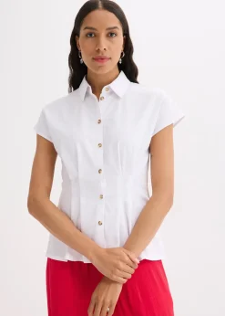 Femme bonprix Chemisiers|Chemisier léger à manches courtes en lin mélangé