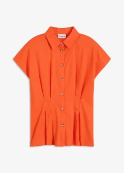 bonprix Chemisier léger à manches courtes en lin mélangé|Femme Chemisiers