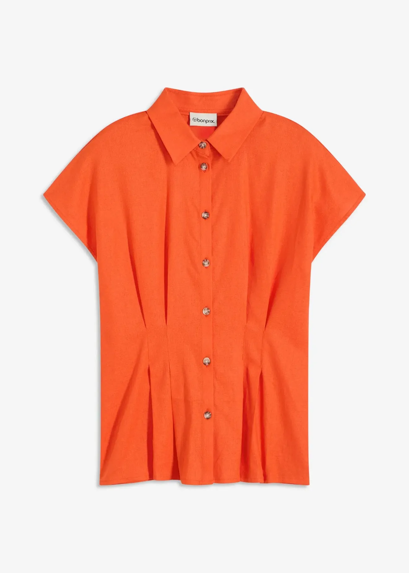 bonprix Chemisier léger à manches courtes en lin mélangé|Femme Chemisiers