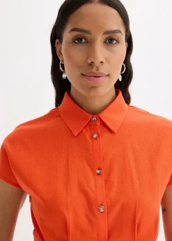 bonprix Chemisier léger à manches courtes en lin mélangé|Femme Chemisiers