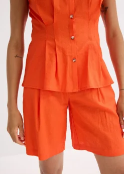 bonprix Chemisier léger à manches courtes en lin mélangé|Femme Chemisiers