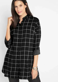 Femme bonprix Chemisiers|Chemisier long à carreaux, avec poches