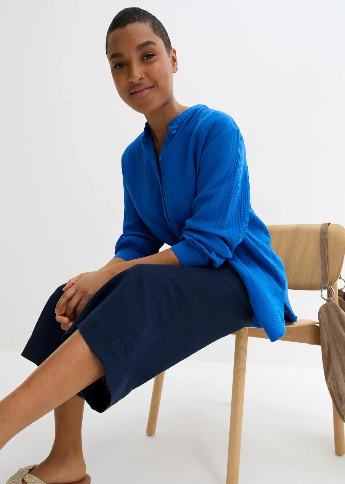 Femme bonprix Chemisiers|Chemisier long en gaze de coton