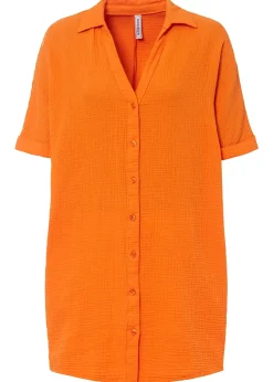 Femme bonprix Chemisiers|Chemisier long, oversize et doux en gaze de coton