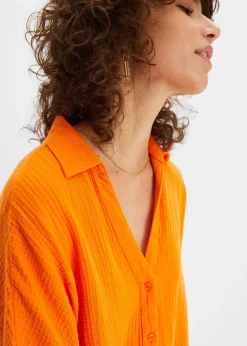 Femme bonprix Chemisiers|Chemisier long, oversize et doux en gaze de coton